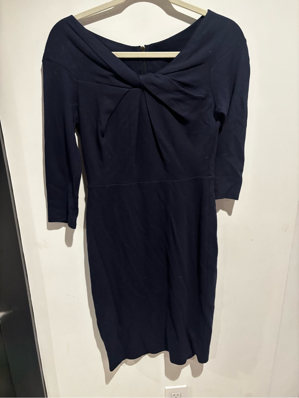 Bailey 44 Navy Twist-Front Long Sleeve Sheath Dress